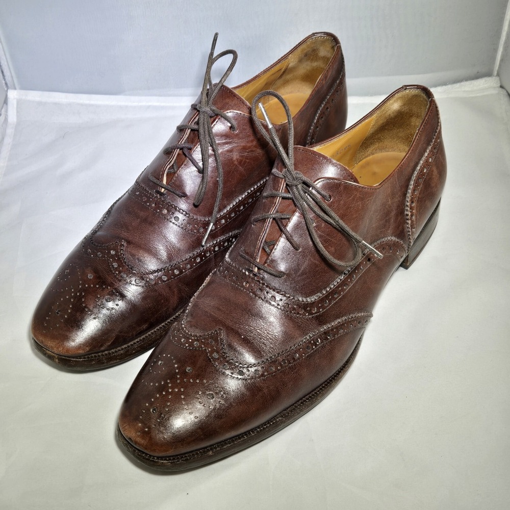 Jack Erwin Hubert Longwing Derby Wingtip Oxford Brown Leather Shoes‎ Mens 12